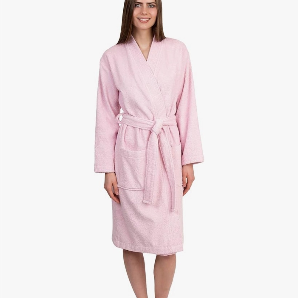 NWT Women's Terry Kimono Robe - Ice Pink 100% Cotton